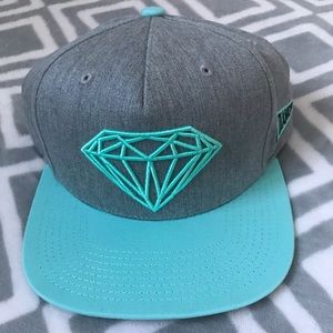 Teal and Light Grey colored Diamond SnapBack